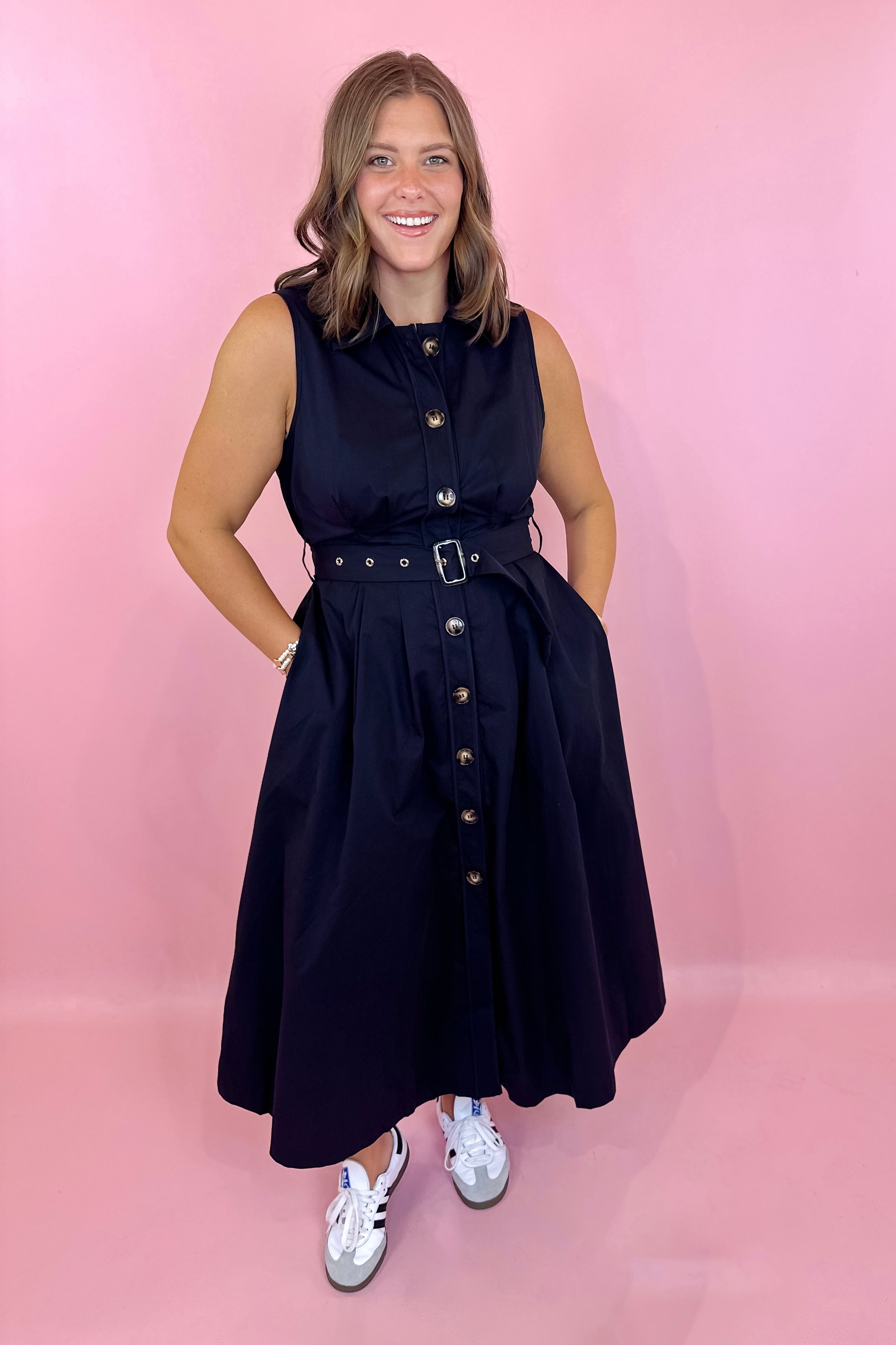 sophisticated midi dress Pink Classy midi dress with open neckline XL / 10 / Pink