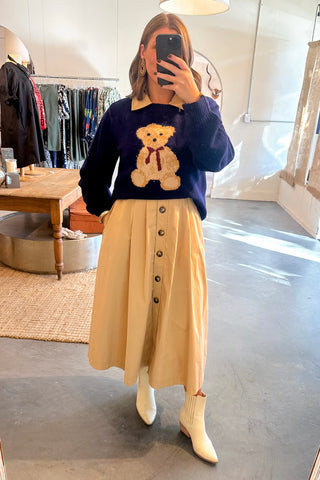 taupe button down midi dress