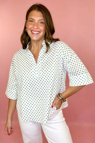 Fun Polka Dot Top Green