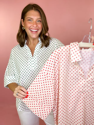 Polka Dot Top Green