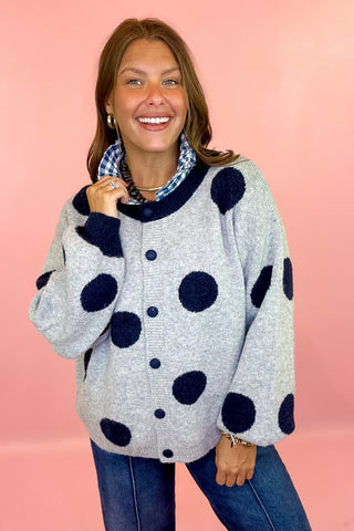Spotted Out Polka Dot Cardigan Grey