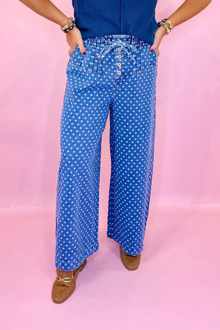 Polka Dot Wide Leg Pant Denim