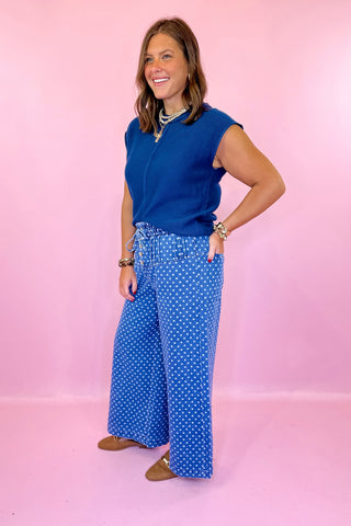 Polka Dot Wide Leg Pant Denim