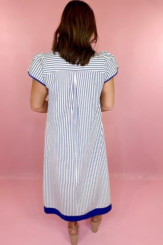 Striped Midi Dress Navy