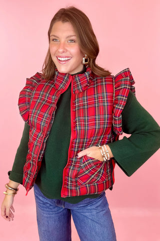 red plaid vest