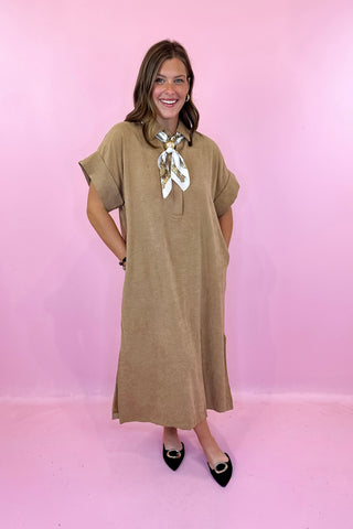 Suede Midi Dress Camel