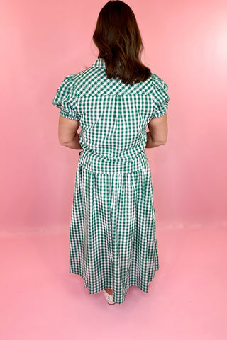 Gingham Midi Skirt Green