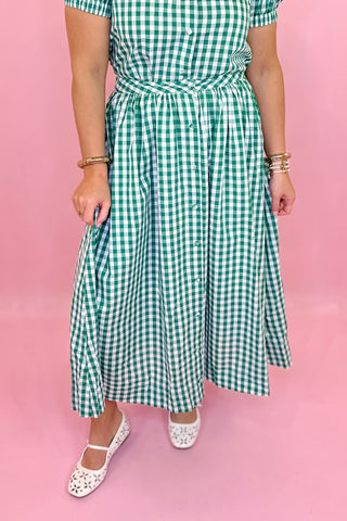 Gingham Midi Skirt Green