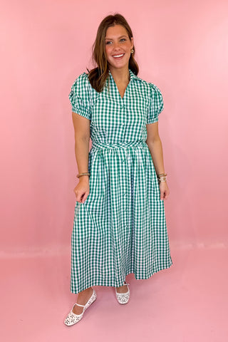 Gingham Midi Skirt Green
