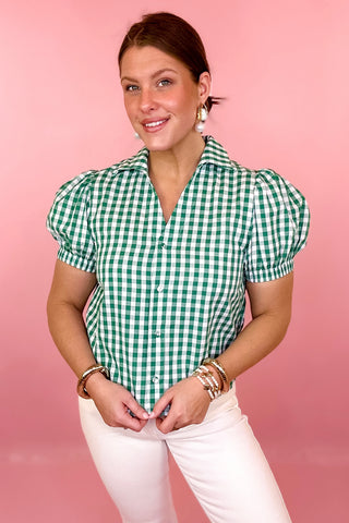 Gingham Top Green