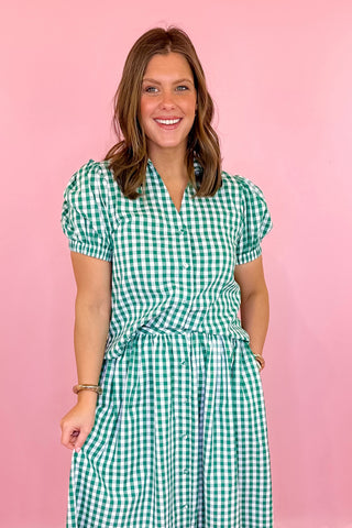 Gingham Top Green