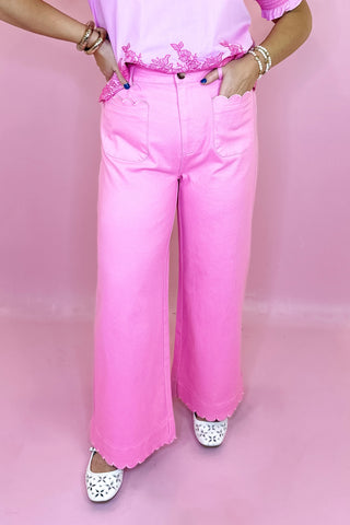 Scallop Pocket Ankle Pant Pink