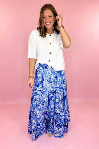 flying tomato blue floral maxi skirt