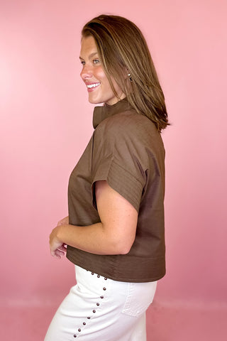 Sweet Simplicity Button Down Top Brown