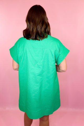 button front Mini Dress Green