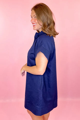 Button front Mini Dress Navy