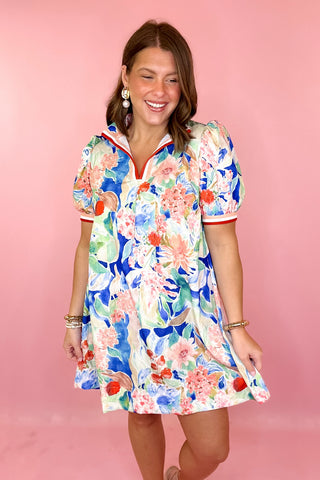 Sweetest Bloom Floral Mini Dress Blue