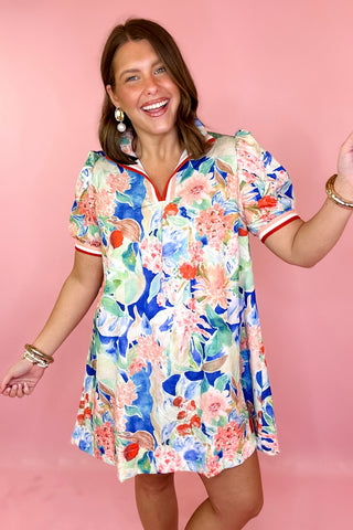 Sweetest Bloom Floral Mini Dress Blue