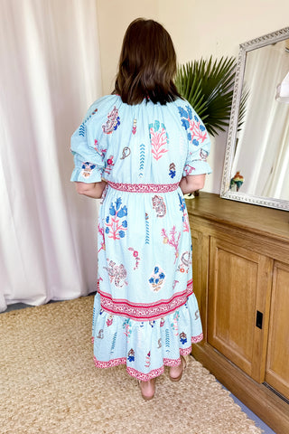 Spring Floral Midi Dress Mint