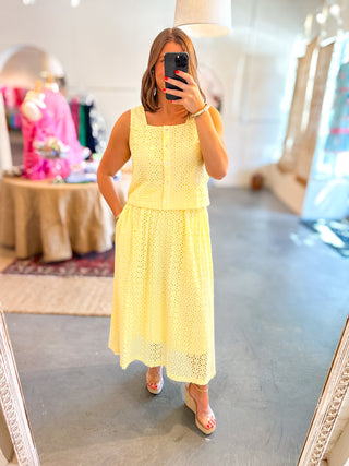 Eyelet Skirt Set Lemon