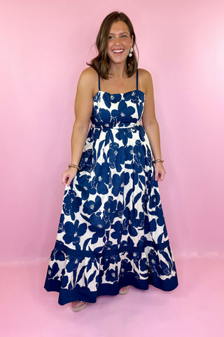 Floral Sleeveless Maxi Dress Navy