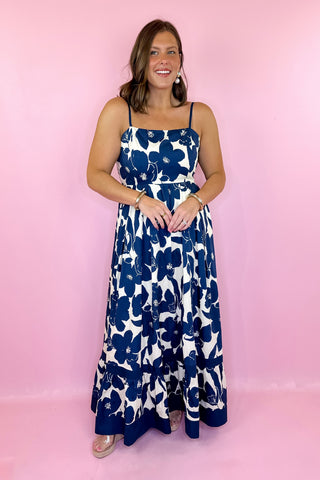 Floral Sleeveless Maxi Dress Navy