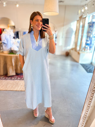 Striped Midi Dress Blue