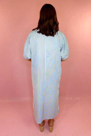 Striped Midi Dress Blue