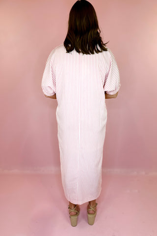 Striped Midi Dress Pink