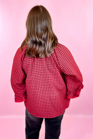 Taken Into Account Plaid Top Red