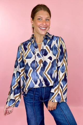 Taken With You Abstract Top Navy