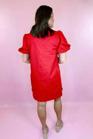 Taking A Chance Embroidered Dress Red