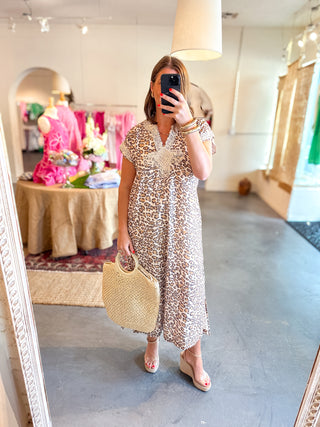 Terrific Timing Leopard Print Midi Dress Leopard