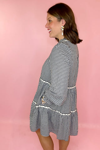 black gingham dress