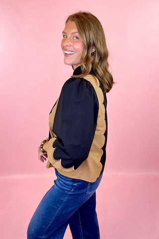 Scallop Trim Top Black