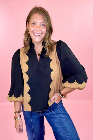 Scallop Trim Top Black