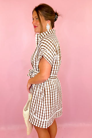 Gingham Mini Dress Brown