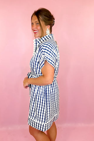Gingham Mini Dress Navy
