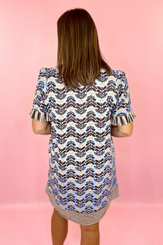Through The Fields Floral Mini Dress Blue/Brown