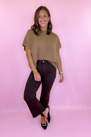  Cropped Bootcut Jean - Brown