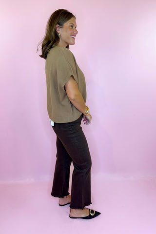 Cropped Bootcut Jean - Brown