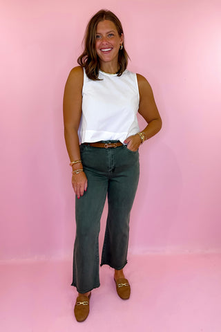  Cropped Bootcut Jean - Dark Olive