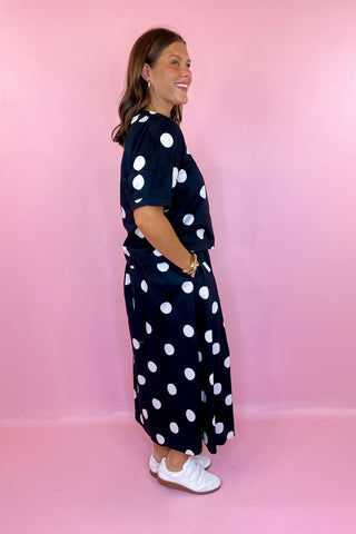 To Be Continued Polka Dot Midi Skirt Set Black