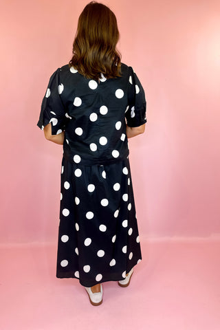 To Be Continued Polka Dot Midi Skirt Set Black