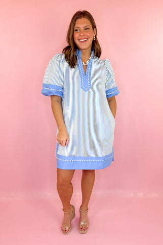 Striped Mini Dress Blue