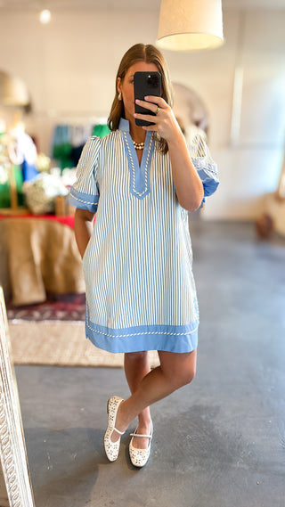 Striped Mini Dress Blue