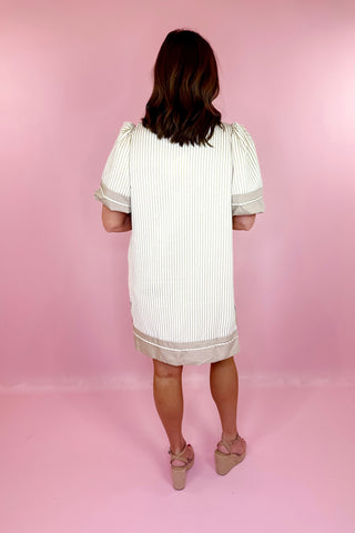 Striped Mini Dress Oatmeal