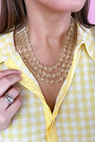 Triple Layer Beaded Necklace Clear