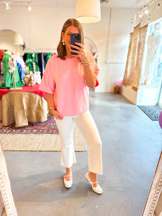 Short Sleeve Sweater Pink