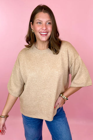 Short Sleeve Sweater Taupe